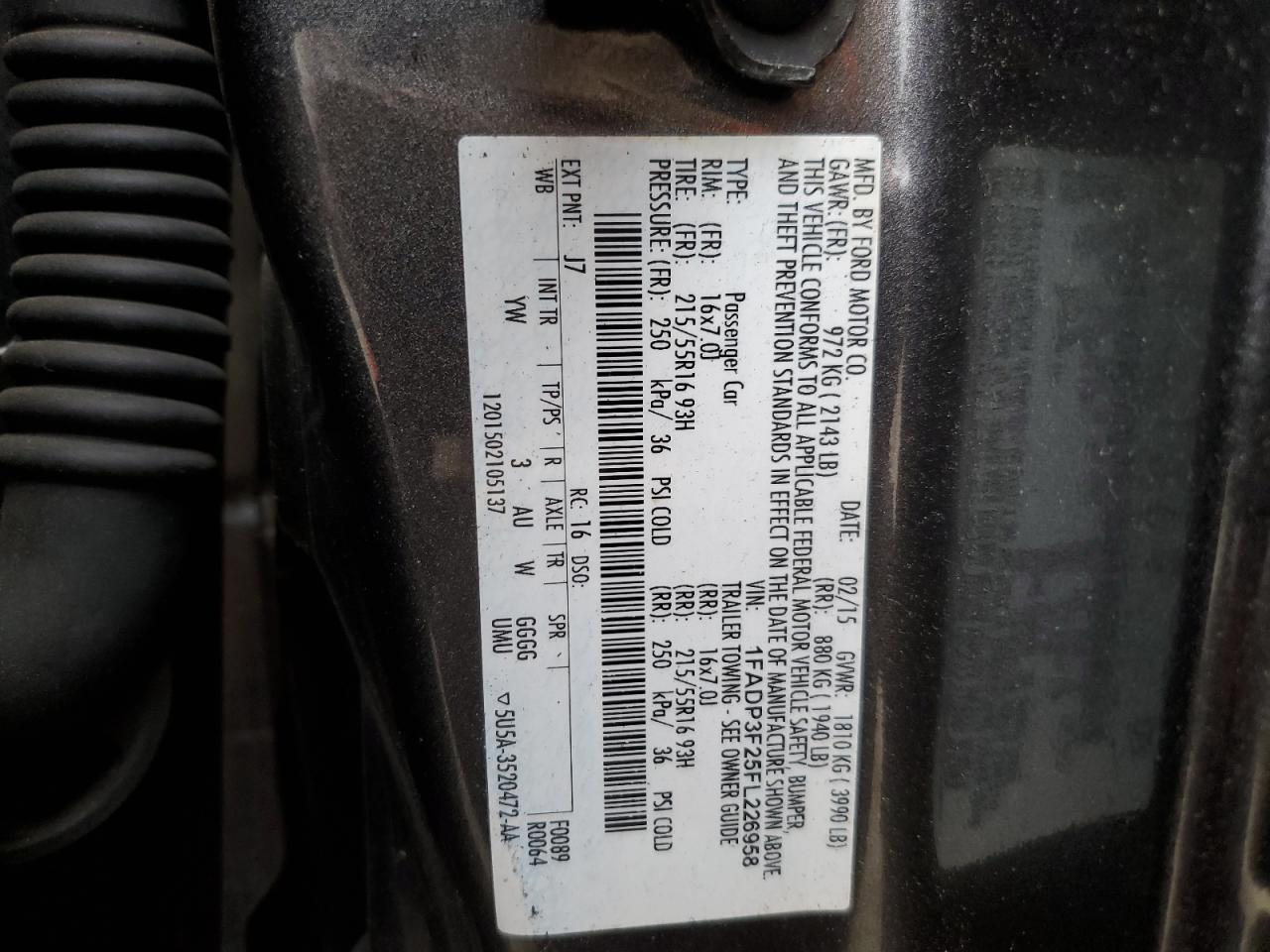 1FADP3F25FL226958 2015 Ford Focus Se