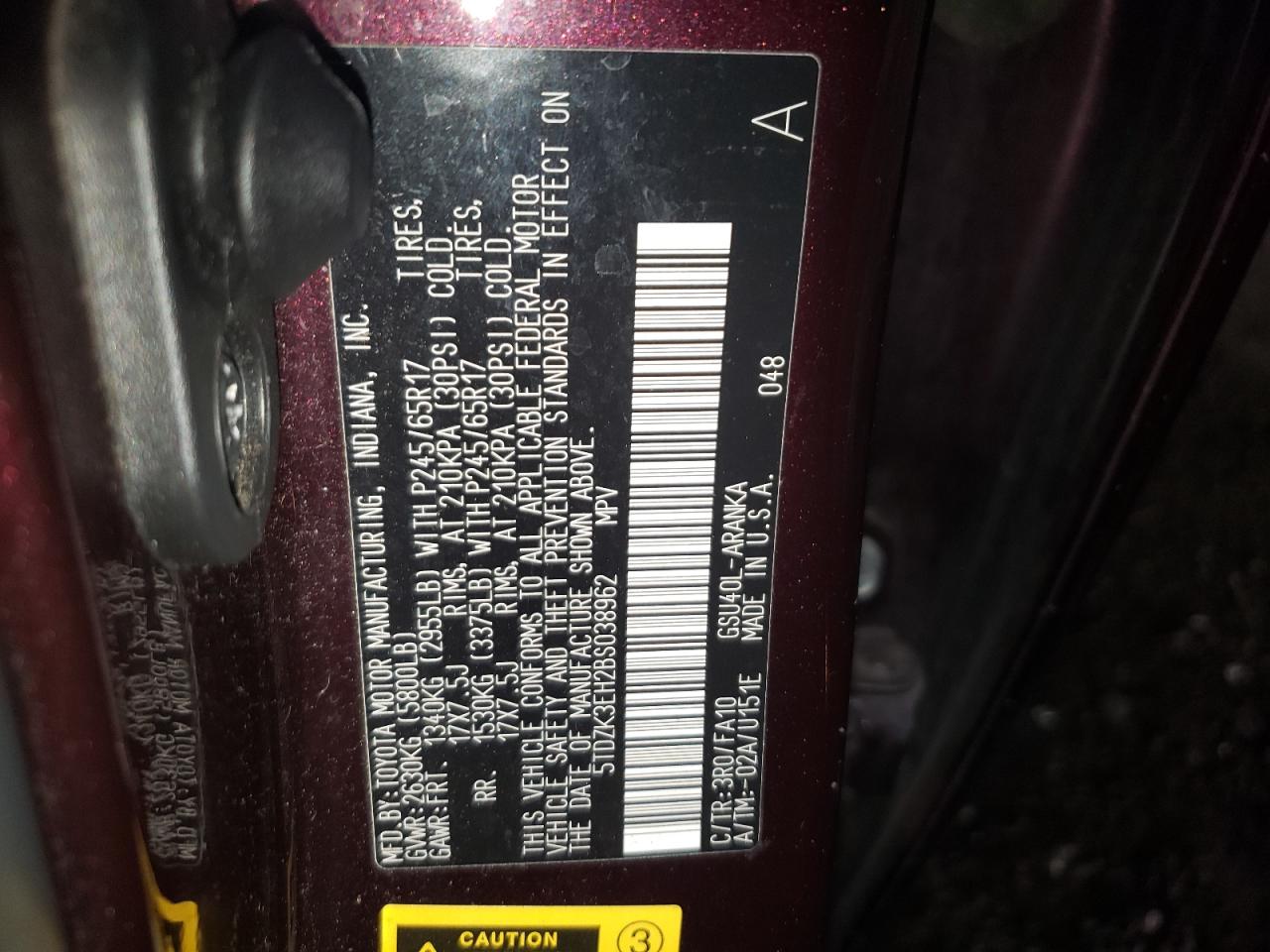 5TDZK3EH2BS038962 2011 Toyota Highlander Base