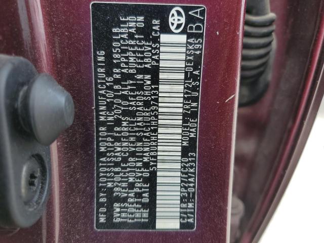 2017 Toyota Corolla L VIN: 5YFBURHE1HP597131 Lot: 56312954