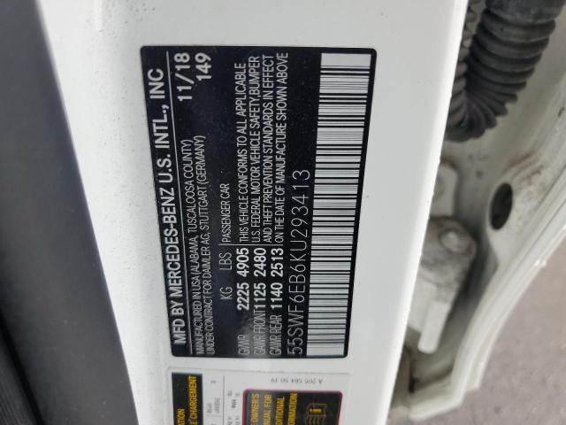 2019 Mercedes-Benz C 43 Amg VIN: 55SWF6EB6KU293413 Lot: 54908894