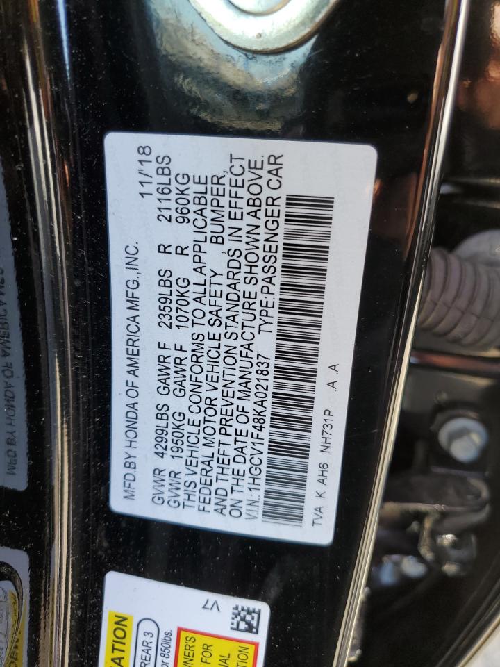 1HGCV1F48KA021837 2019 Honda Accord Ex