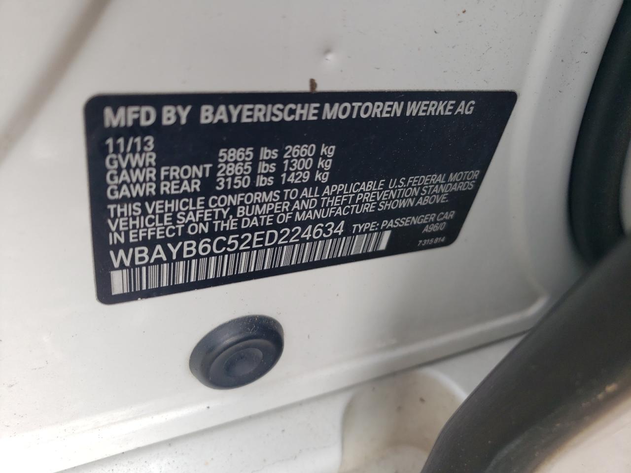 WBAYB6C52ED224634 2014 BMW 750 Xi