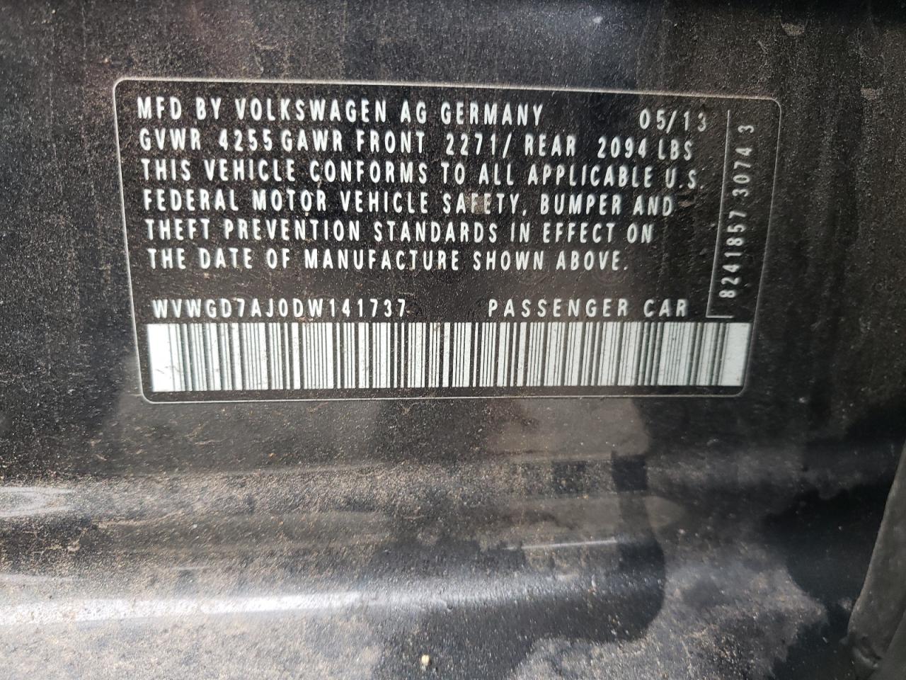 WVWGD7AJ0DW141737 2013 Volkswagen Gti