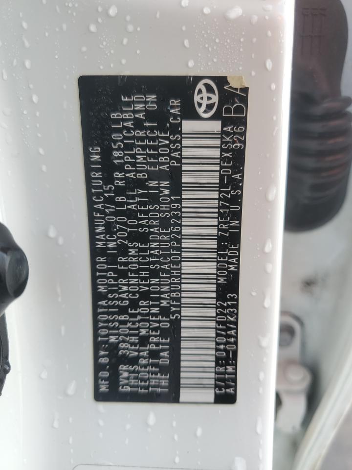 5YFBURHE0FP262391 2015 Toyota Corolla L