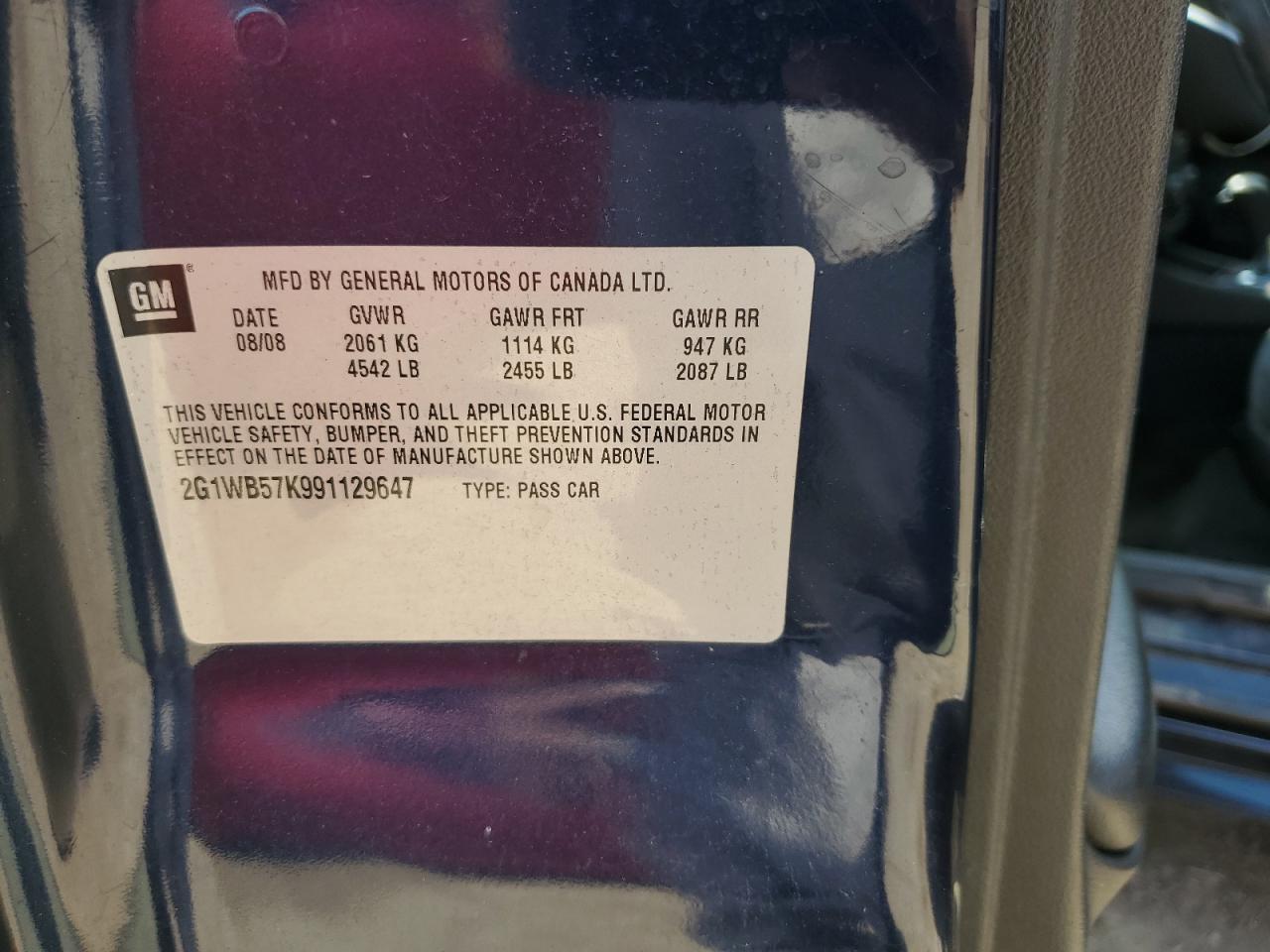 2G1WB57K991129647 2009 Chevrolet Impala Ls