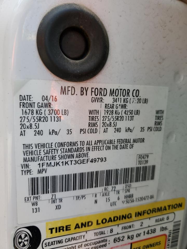 1FMJK1KT3GEF49793 2016 Ford Expedition El Limited