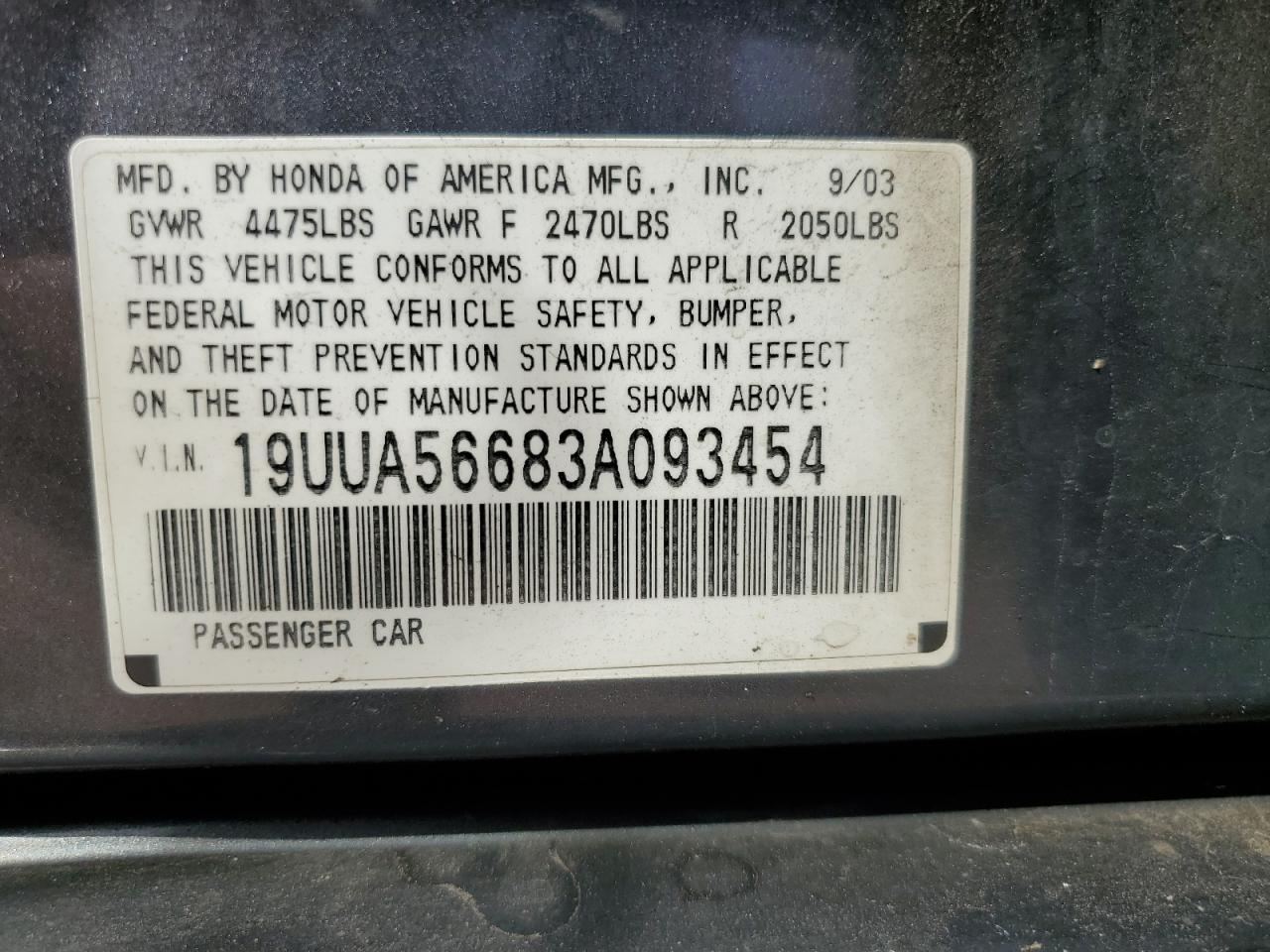 19UUA56683A093454 2003 Acura 3.2Tl