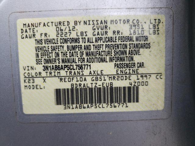 2012 Nissan Sentra 2.0 VIN: 3N1AB6AP5CL756771 Lot: 55487154