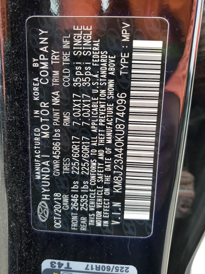 KM8J23A40KU874096 2019 Hyundai Tucson Se