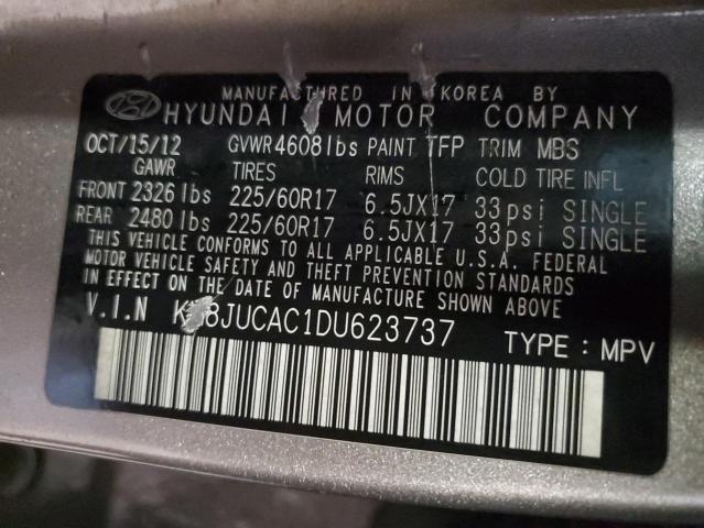 2013 Hyundai Tucson Gls VIN: KM8JUCAC1DU623737 Lot: 55116924