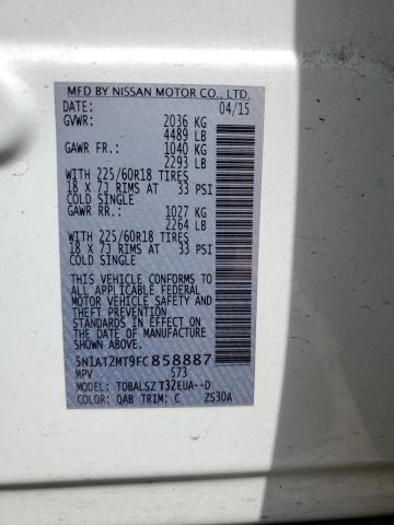 2015 Nissan Rogue S VIN: 5N1AT2MT9FC858887 Lot: 54017424