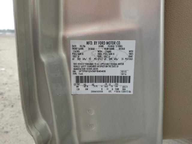 2006 Ford F150 Supercrew VIN: 1FTPW12V06FB40406 Lot: 56159344