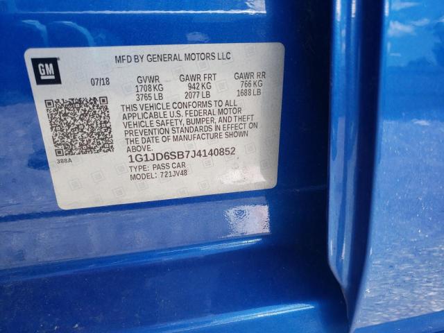 2018 Chevrolet Sonic Lt VIN: 1G1JD6SB7J4140852 Lot: 57030394