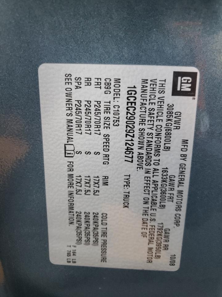 1GCEC29029Z124677 2009 Chevrolet Silverado C1500 Lt