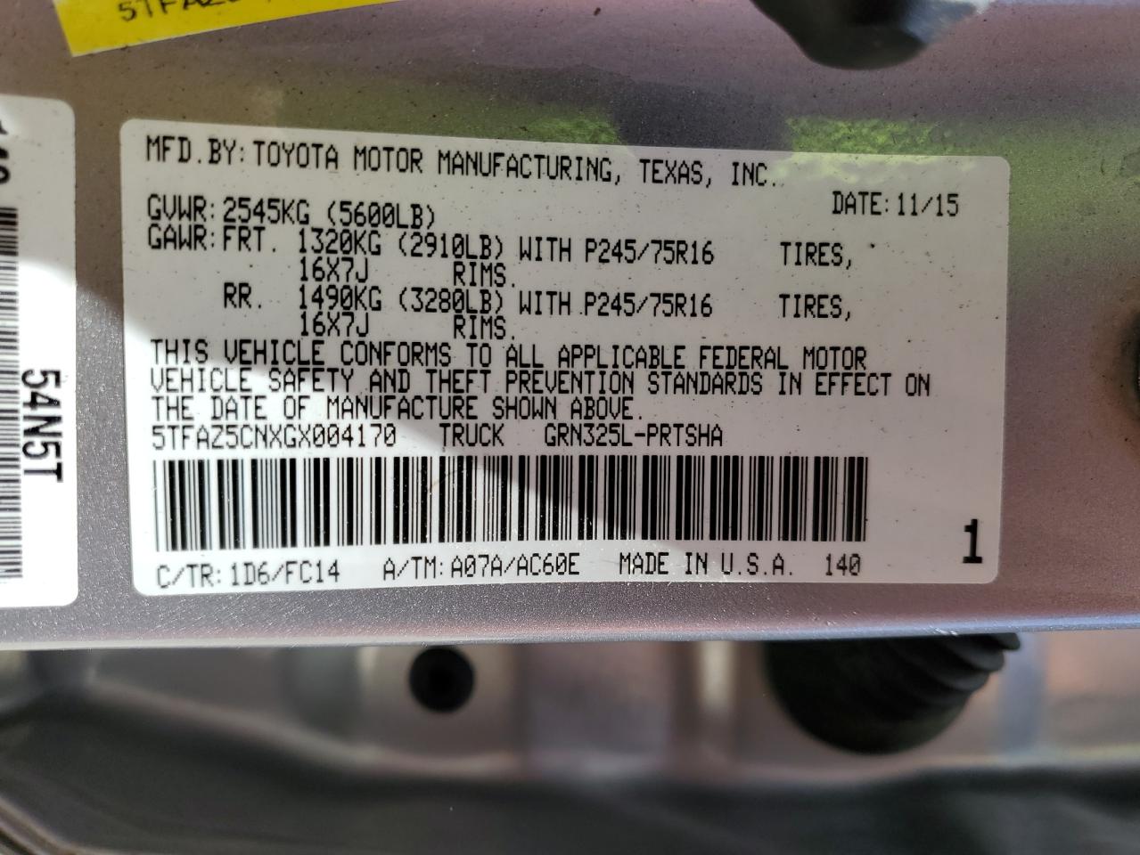 5TFAZ5CNXGX004170 2016 Toyota Tacoma Double Cab