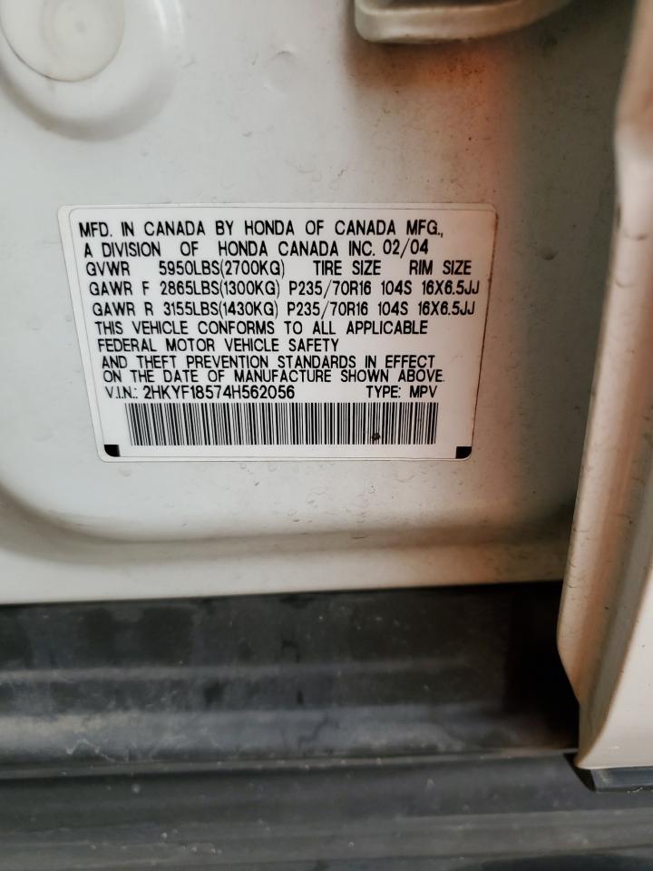 2HKYF18574H562056 2004 Honda Pilot Exl