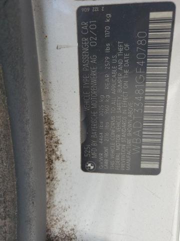 2001 BMW 525 I VIN: WBADT33481GF40780 Lot: 54005154