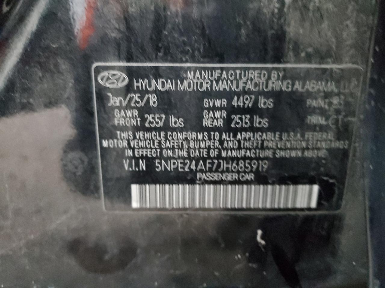 5NPE24AF7JH685919 2018 Hyundai Sonata Se