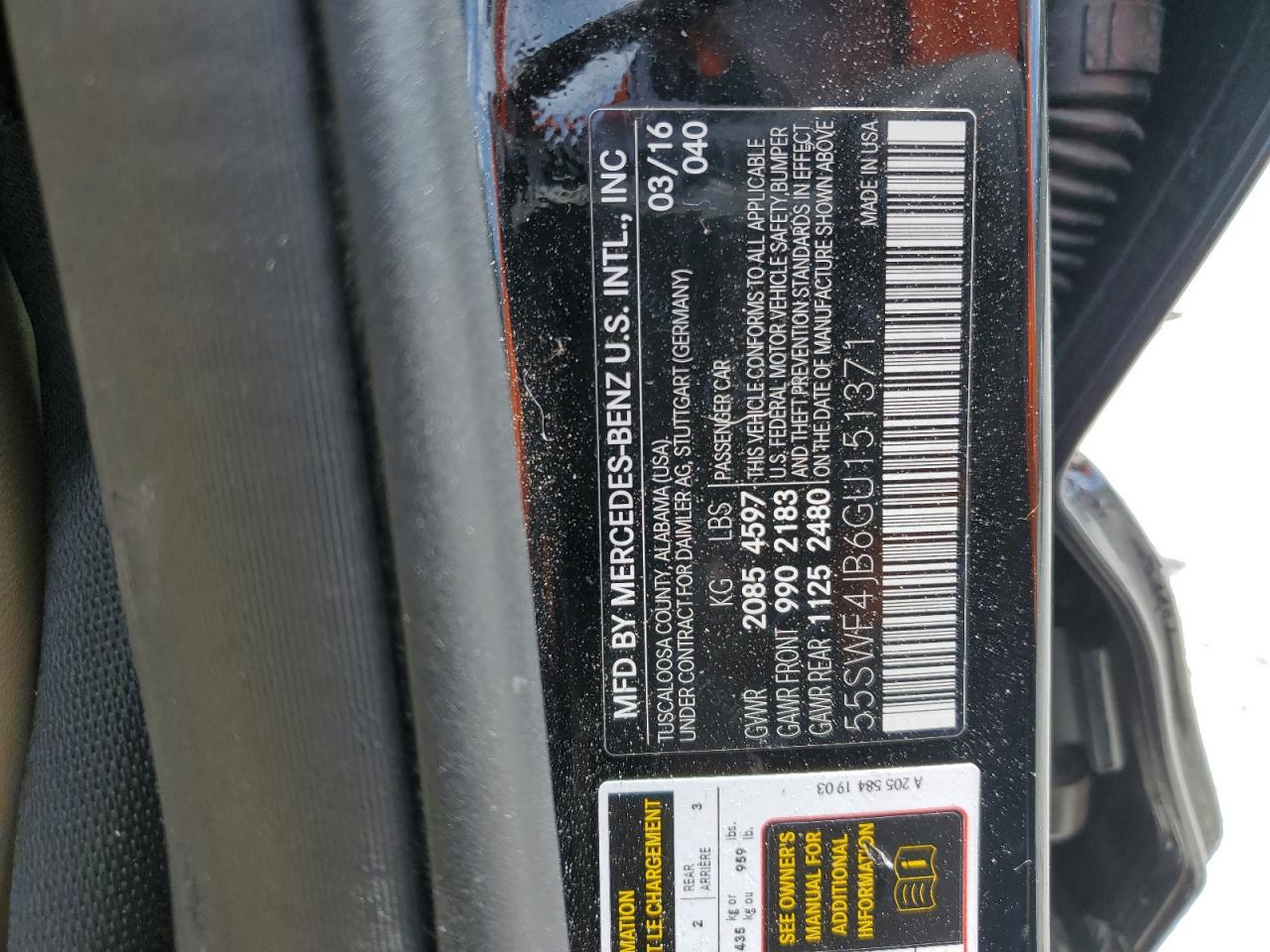 55SWF4JB6GU151371 2016 Mercedes-Benz C 300