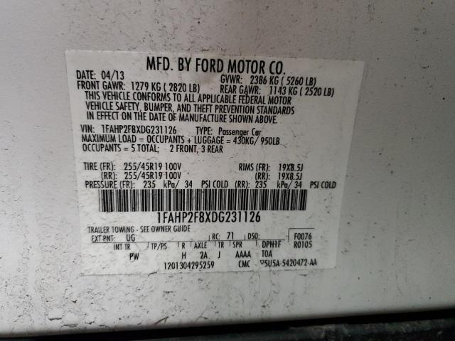 2013 Ford Taurus Limited VIN: 1FAHP2F8XDG231126 Lot: 55520814
