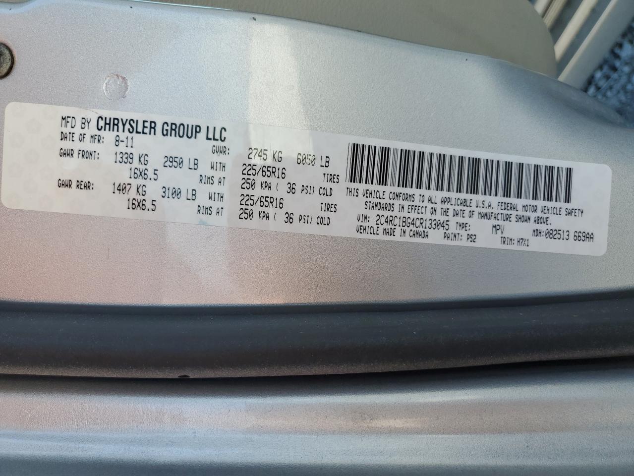 2C4RC1BG4CR133045 2012 Chrysler Town & Country Touring