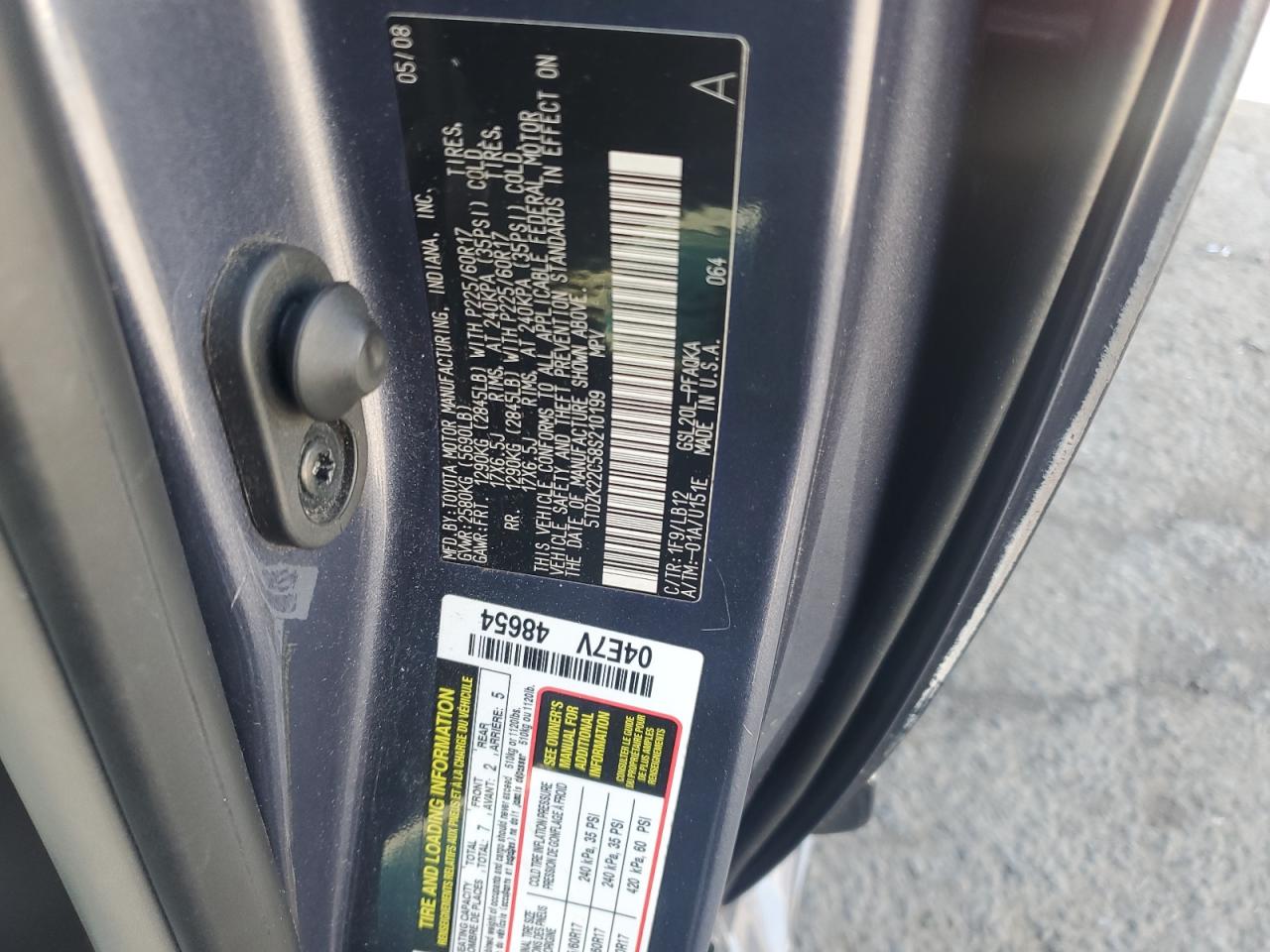 5TDZK22C58S210199 2008 Toyota Sienna Xle