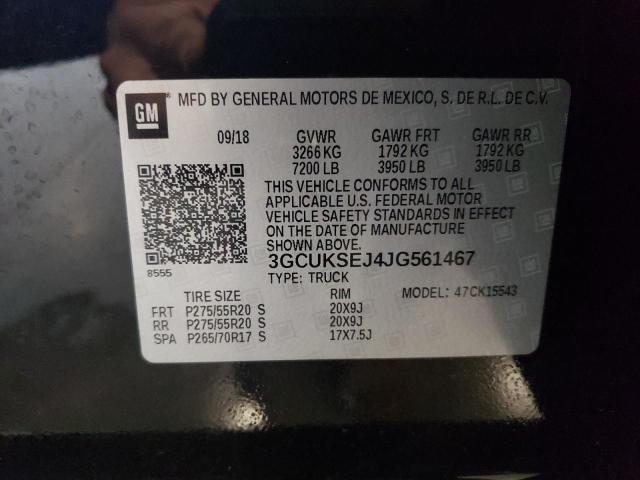 2018 Chevrolet Silverado K1500 Ltz VIN: 3GCUKSEJ4JG561467 Lot: 54644404