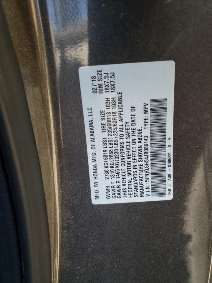 5FNRL6H54JB086143 2018 Honda Odyssey Ex