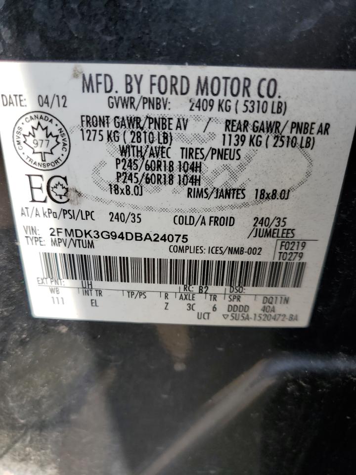2FMDK3G94DBA24075 2013 Ford Edge Se