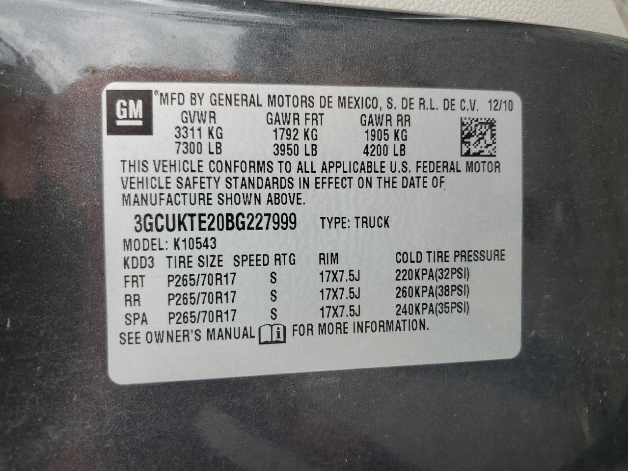 3GCUKTE20BG227999 2011 Chevrolet Silverado K1500 Ltz