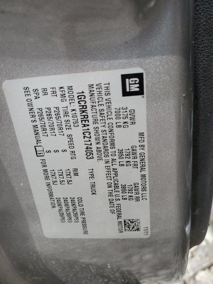 1GCRKREA1CZ174053 2012 Chevrolet Silverado K1500 Ls