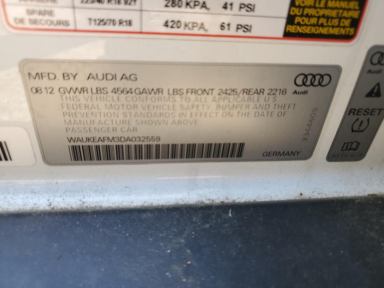 WAUKEAFM3DA032559 2013 Audi A3 Premium Plus