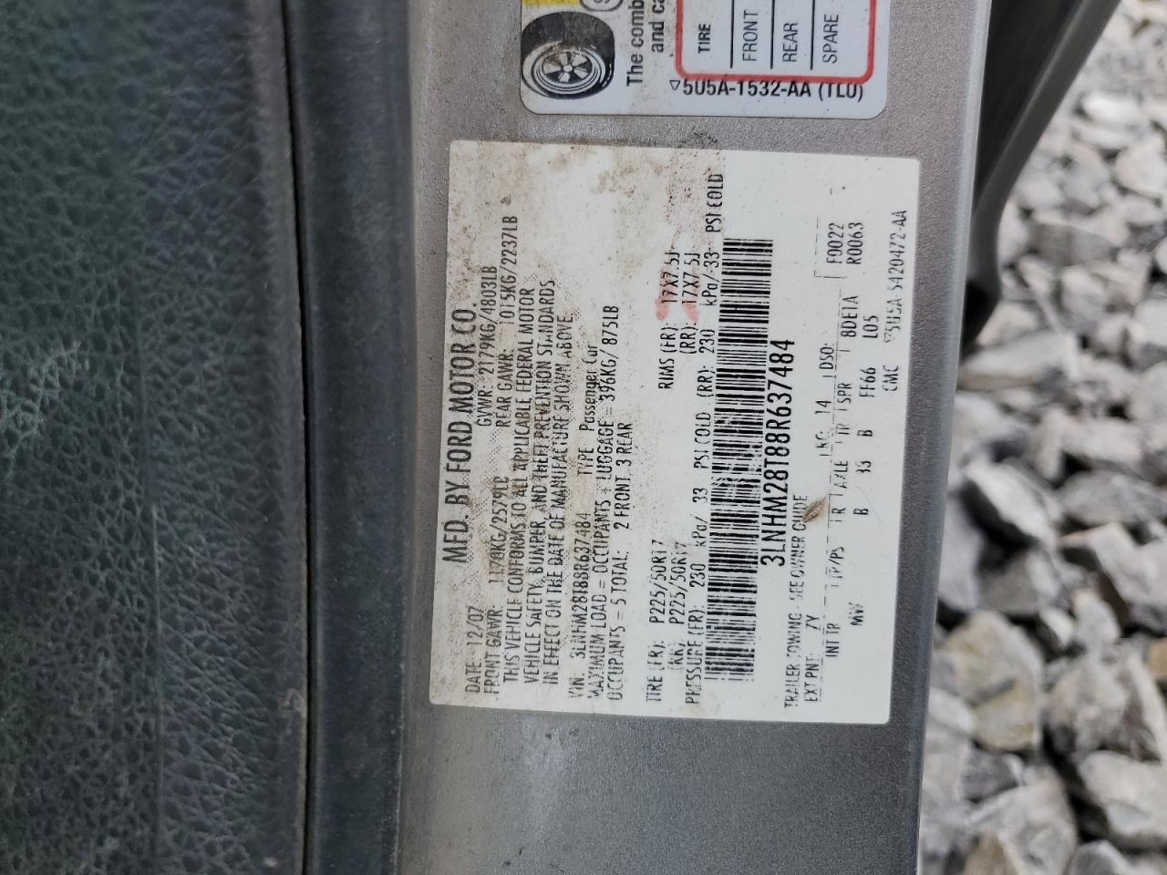 3LNHM28T88R637484 2008 Lincoln Mkz