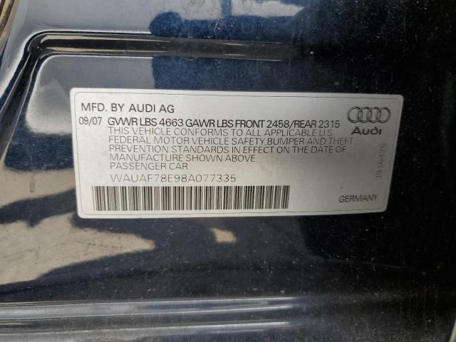 2008 Audi A4 2.0T VIN: WAUAF78E98A077335 Lot: 54340944