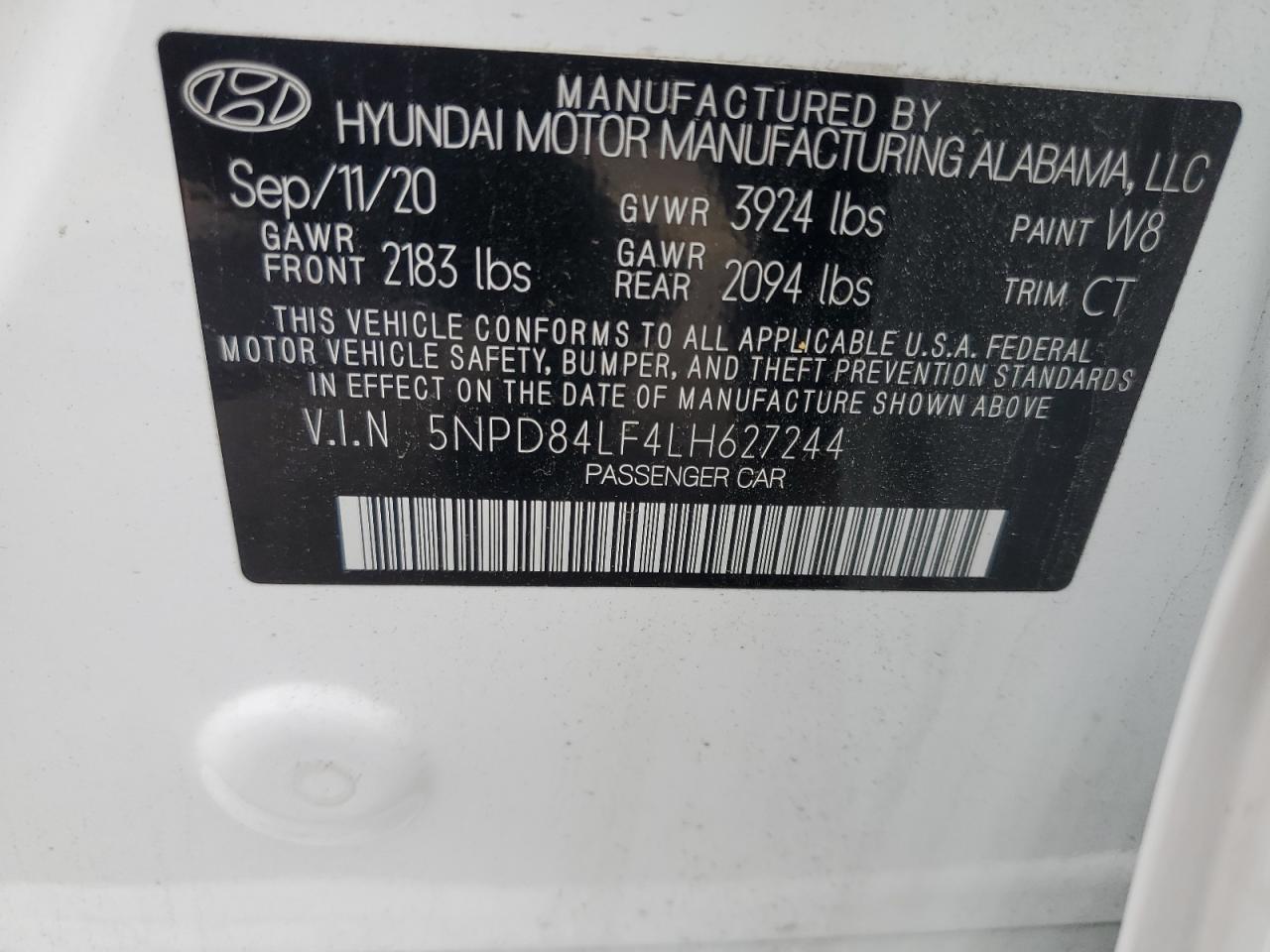 5NPD84LF4LH627244 2020 Hyundai Elantra Sel