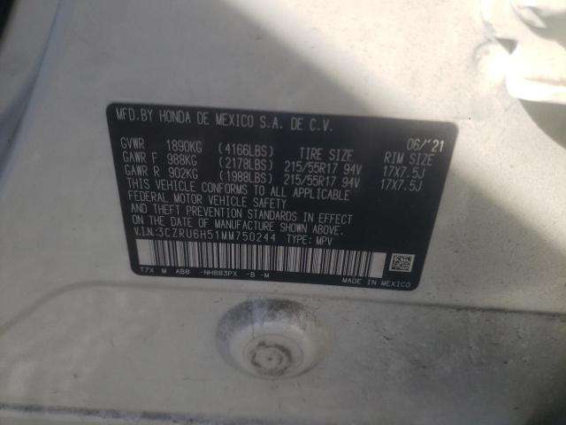 2021 Honda Hr-V Ex VIN: 3CZRU6H51MM750244 Lot: 53993434