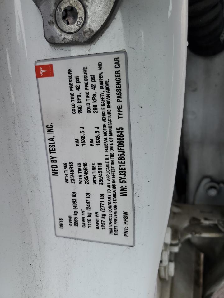 5YJ3E1EB6JF066845 2018 Tesla Model 3