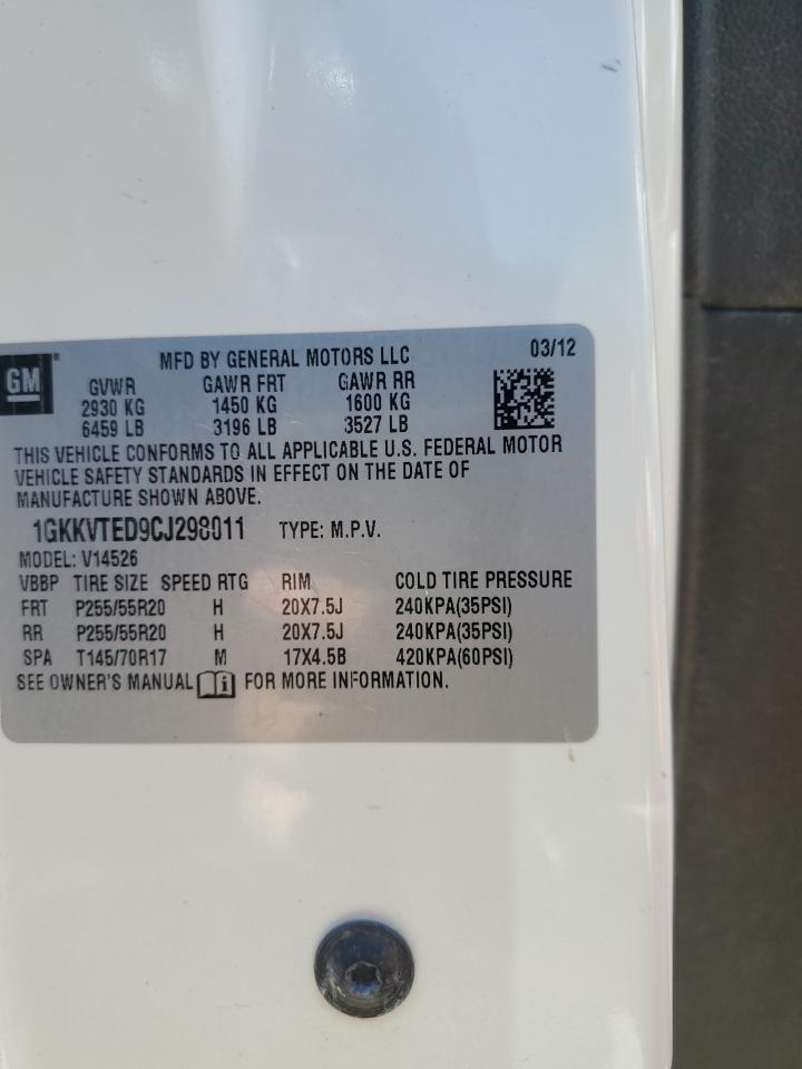 1GKKVTED9CJ298011 2012 GMC Acadia Denali