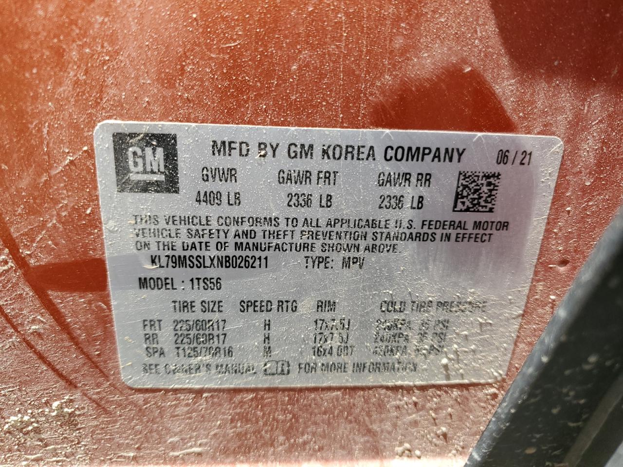 KL79MSSLXNB026211 2022 Chevrolet Trailblazer Activ