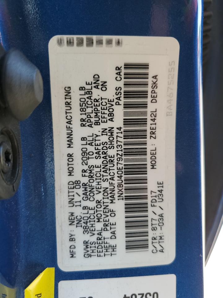 1NXBU40E79Z137714 2009 Toyota Corolla Base