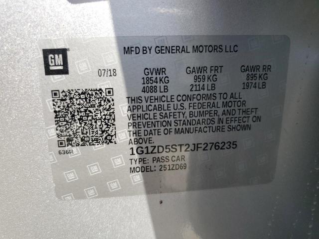 2018 Chevrolet Malibu Lt VIN: 1G1ZD5ST2JF276235 Lot: 55406334