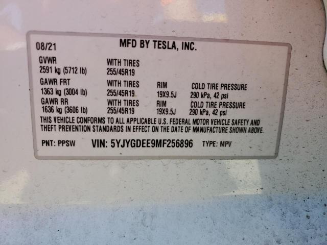 5YJYGDEE9MF256896 2021 Tesla Model Y