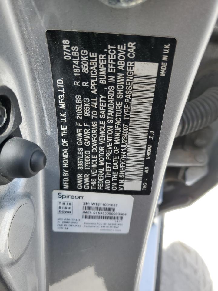 SHHFK7H41JU234007 2018 Honda Civic Sport