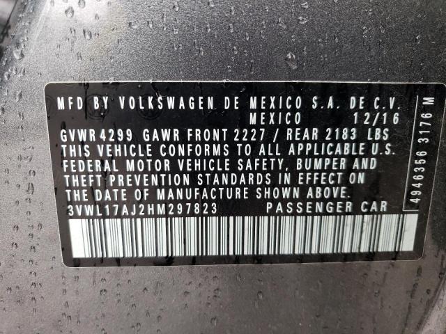 2017 Volkswagen Jetta Sel VIN: 3VWL17AJ2HM297823 Lot: 55843164