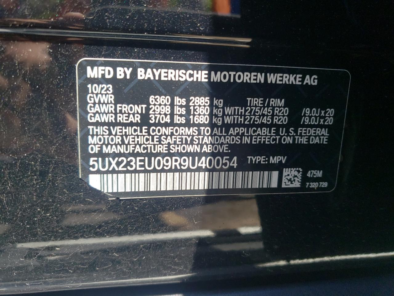 5UX23EU09R9U40054 2024 BMW X5 xDrive40I