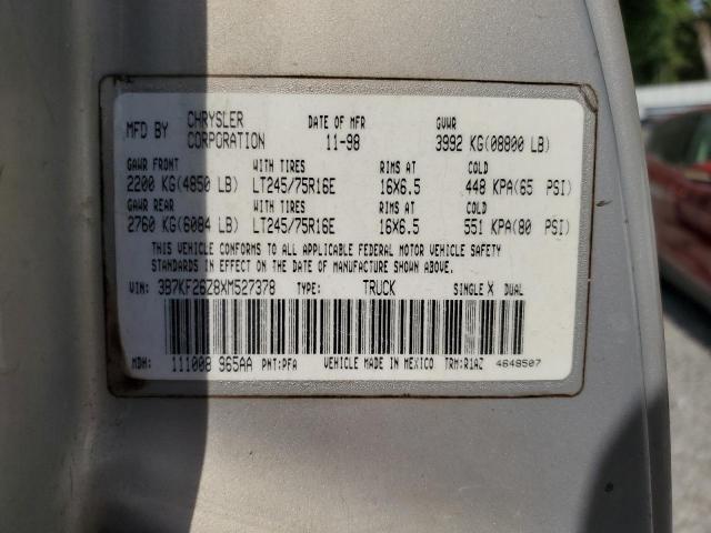 1999 Dodge Ram 2500 VIN: 3B7KF26Z8XM527378 Lot: 56447544