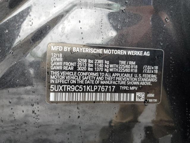 2019 BMW X3 xDrive30I VIN: 5UXTR9C51KLP76717 Lot: 54942904