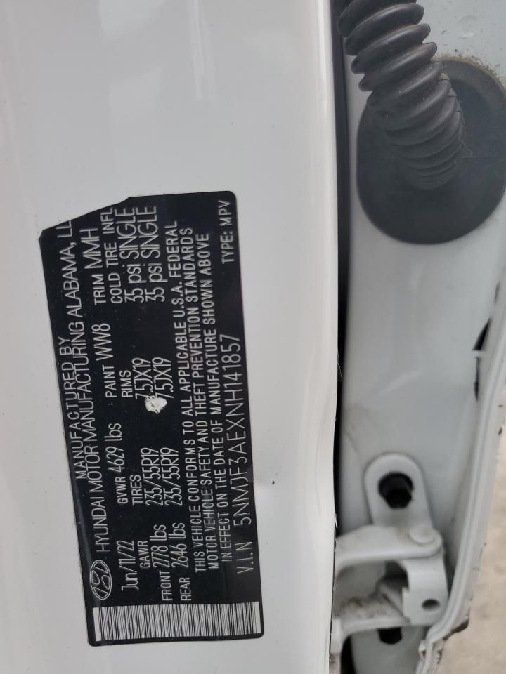 5NMJF3AEXNH141857 2022 Hyundai Tucson Sel