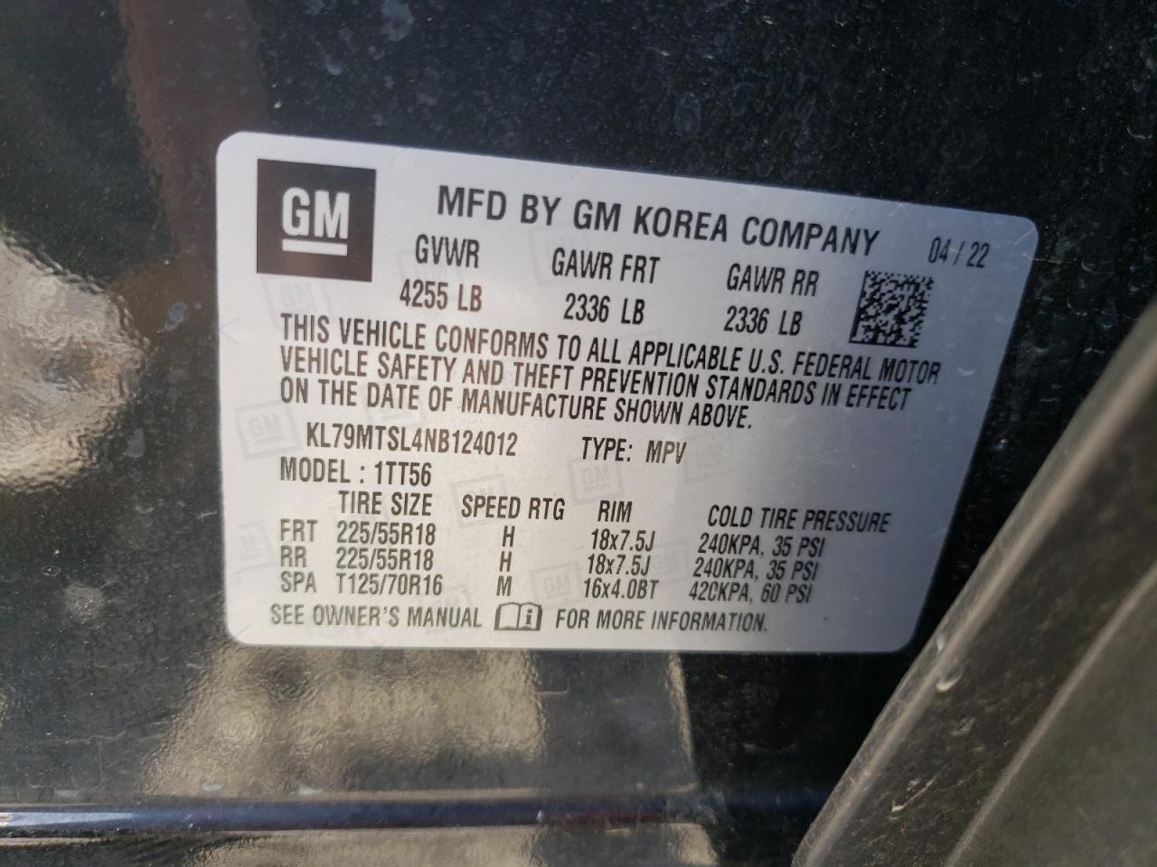 KL79MTSL4NB124012 2022 Chevrolet Trailblazer Rs