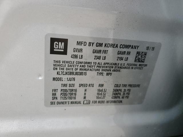 2020 Chevrolet Trax Ls VIN: KL7CJKSB9LB038515 Lot: 56884334